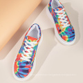 rainbow color fashion shoes painting canvas woman shoes Height Increasing